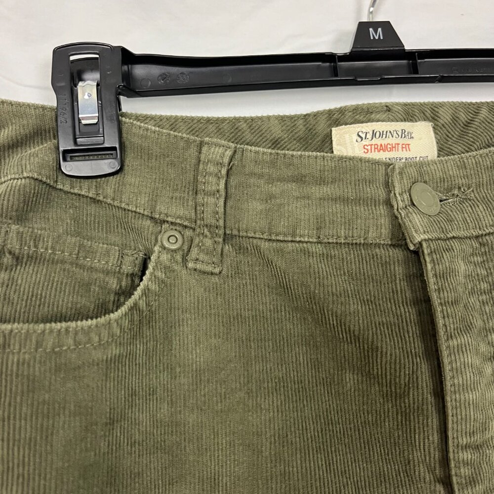 St. John's Bay Straight Fit Army Green Slender Boot Cut Corduroy Pants Size 8 - Picture 3 of 4